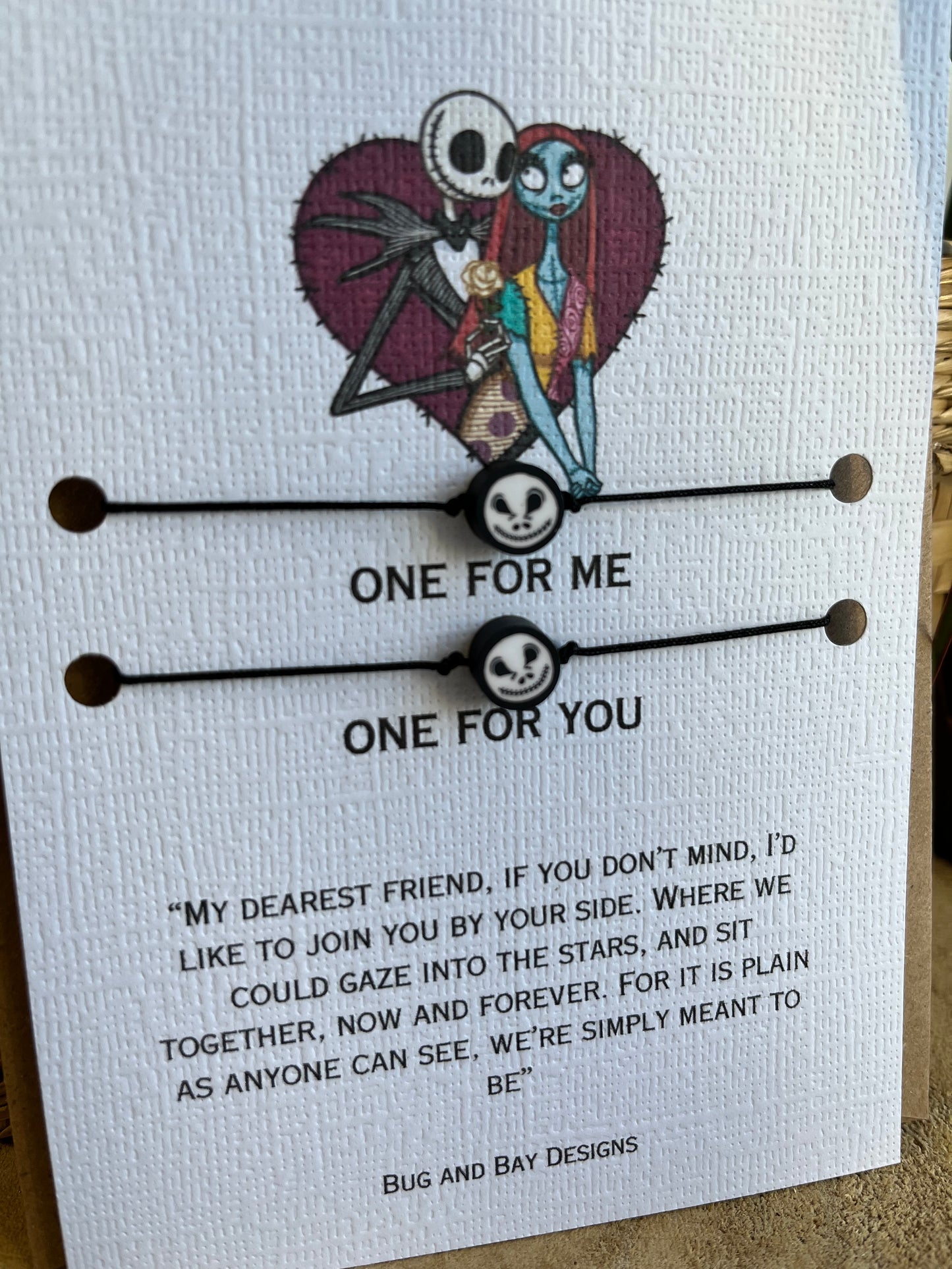 Nightmare before Christmas Wish Bracelet / Jack Pumpkin King and Sally