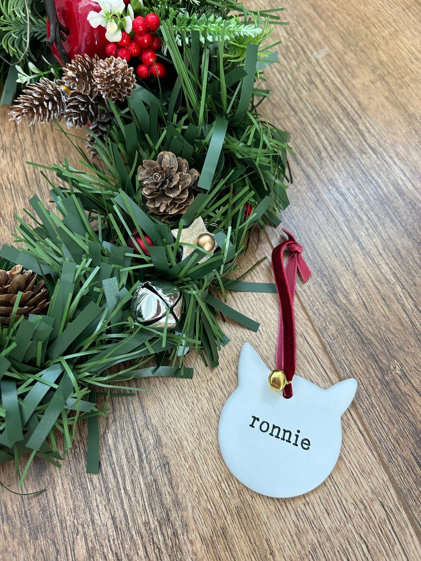 Personalised cat Christmas decoration / pets / personalised / clay / handmade / tree decoration / pet Christmas decoration / xmas pet gift