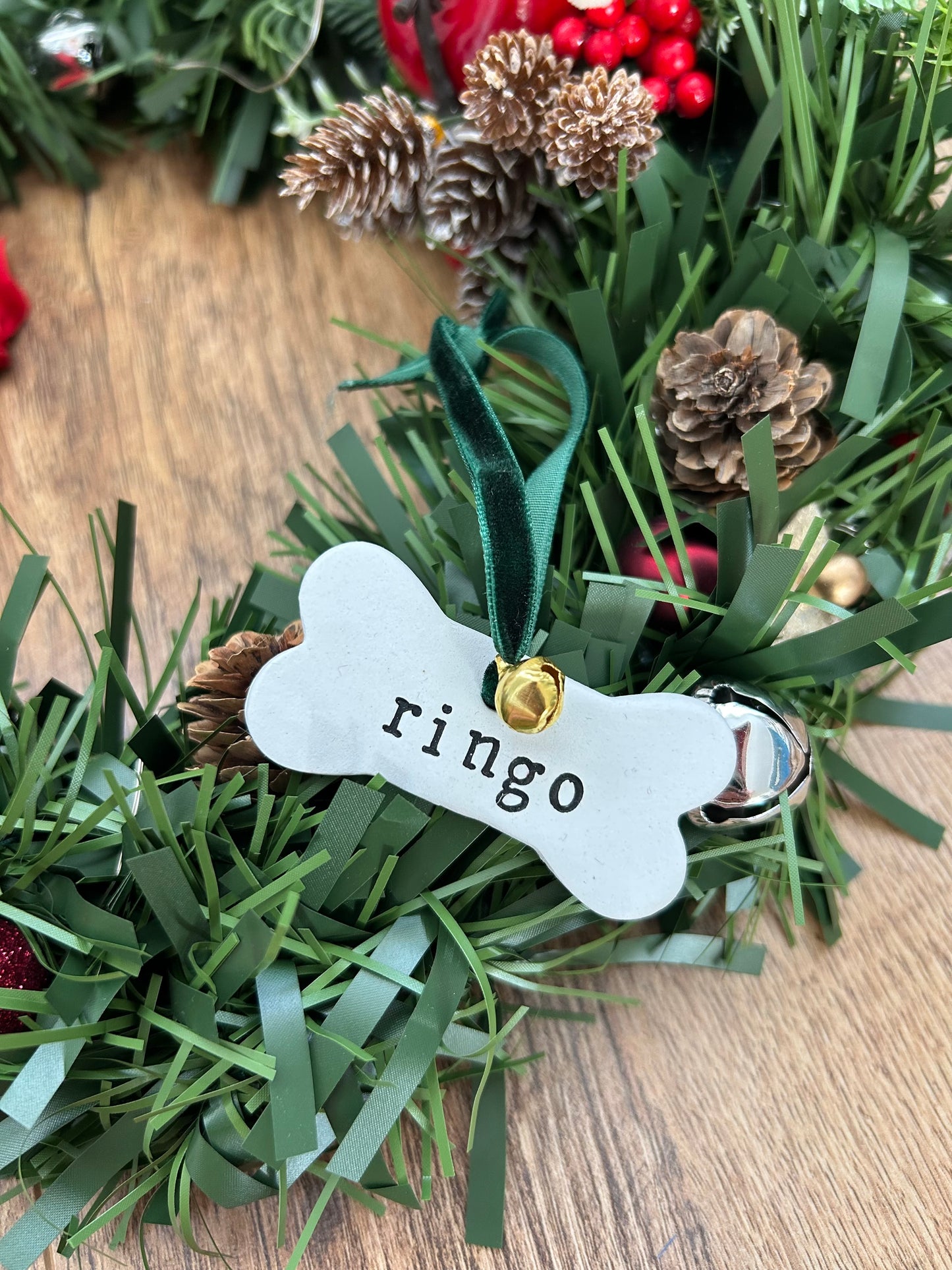 Christmas dog bone personalised decoration / pets / personalised / clay / handmade