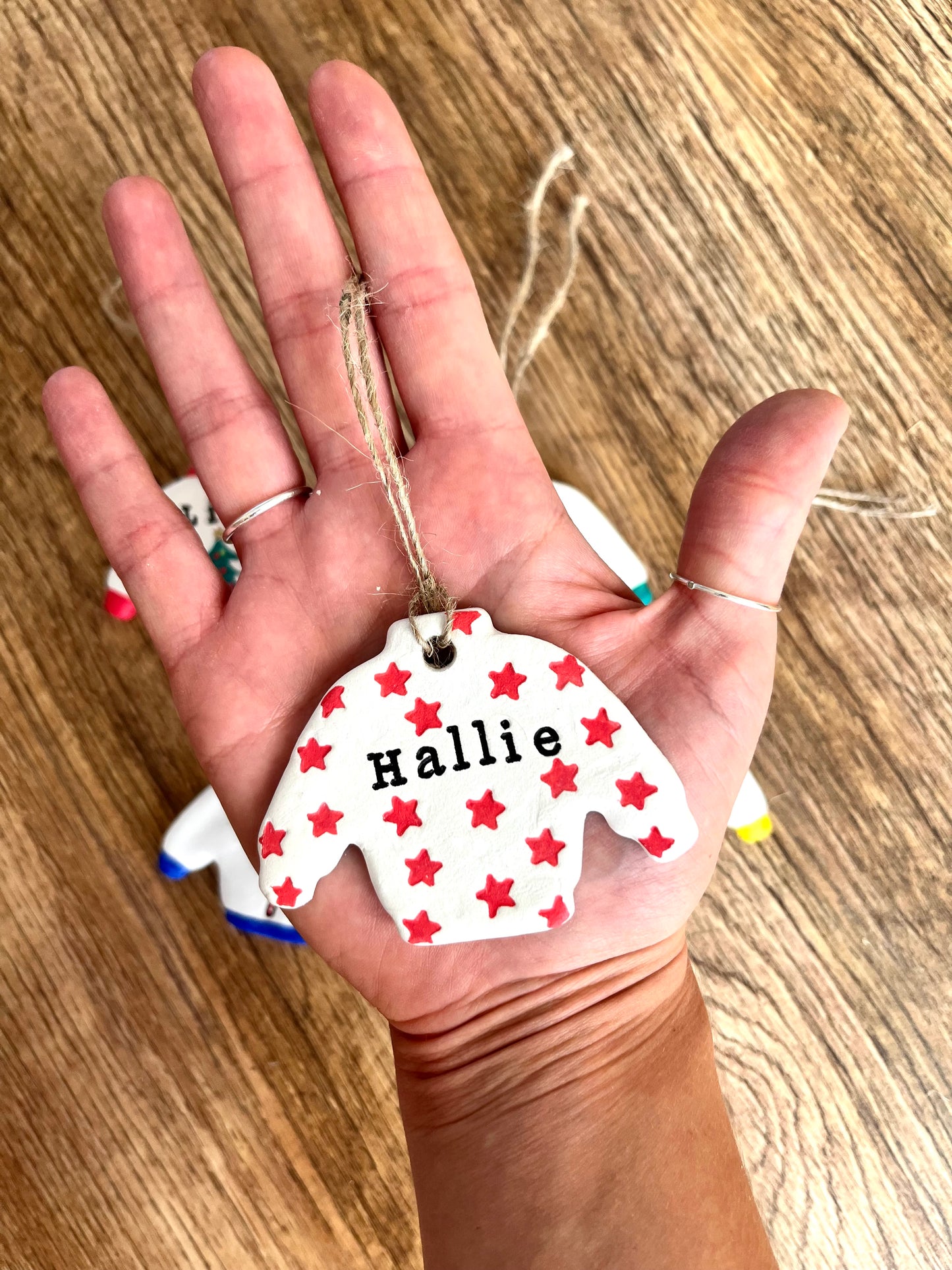 Christmas STAR Jumper bauble / christmas hanging decoration / personalised christmas kids bauble / christmas decor / chrismtas tree decoration