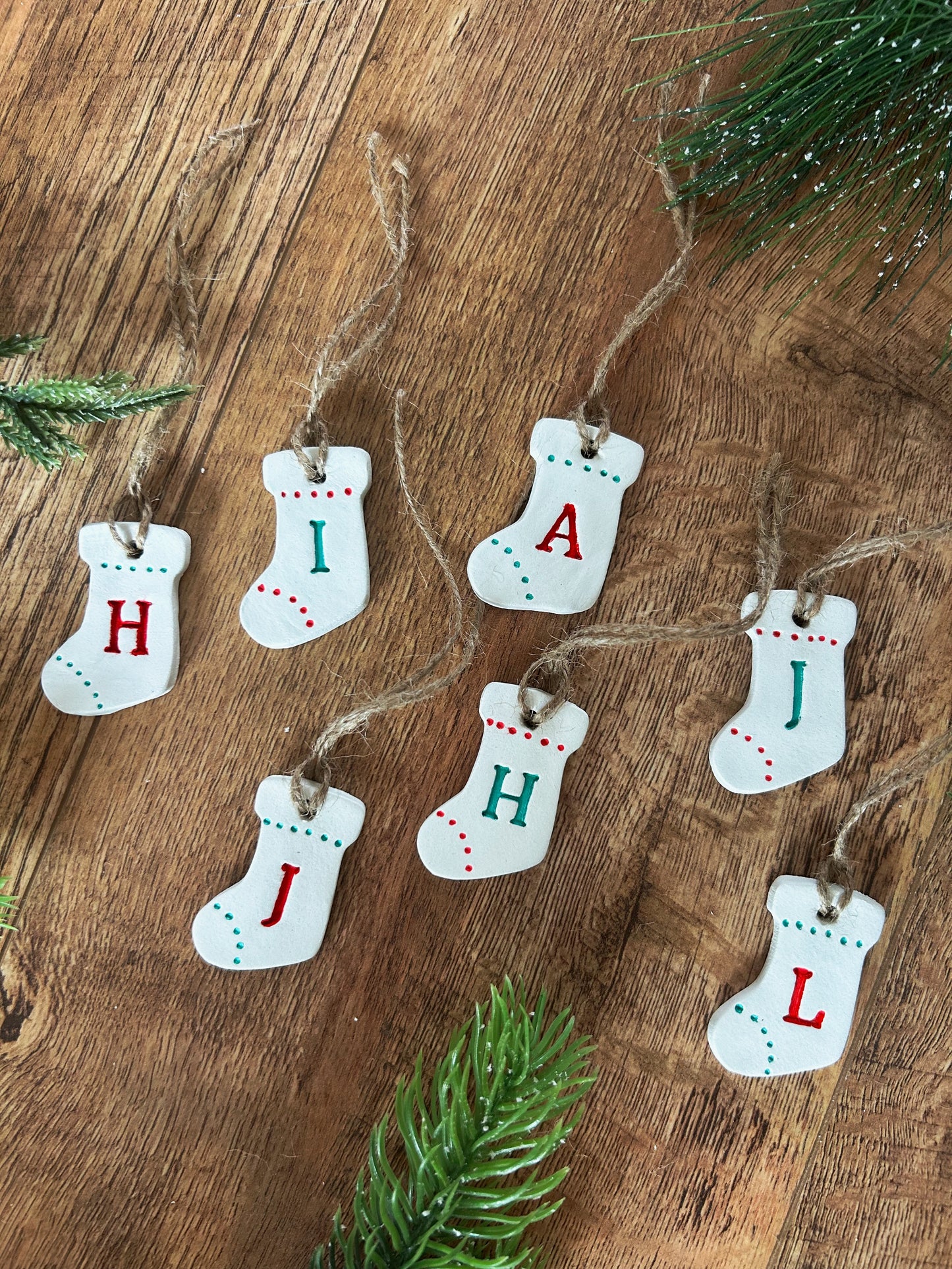 Personalised Christmas Stocking Initial Tree Decoration