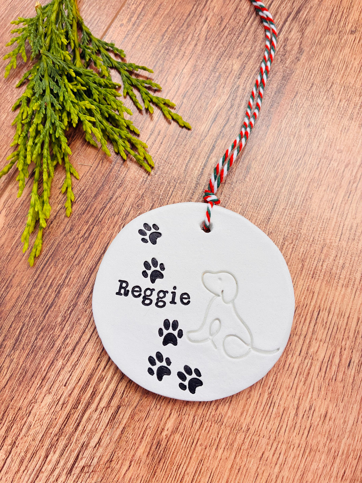 Personalised Dog Christmas Tree Decoration, Custom Dog Name Ornament, Handmade Clay Pet Keepsake, Dog Lover Christmas Gift