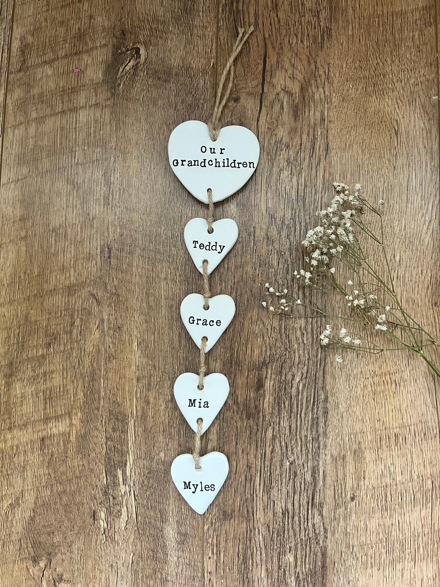 Personalised 'Our Grandchildren' Heart Hanging Keepsake - Gift for Grandparents, Nan, Grandad, Family Tree