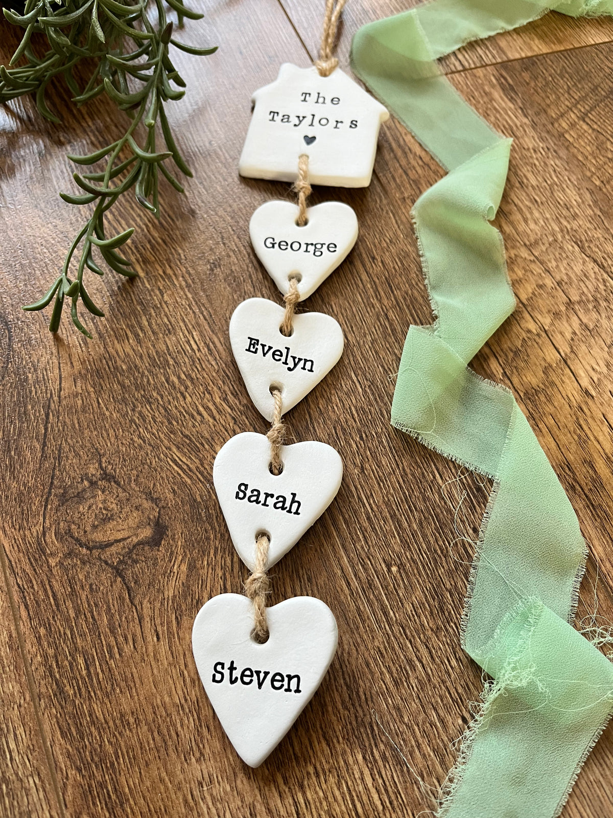 Personalised Our family clay hanging (Name in House)
