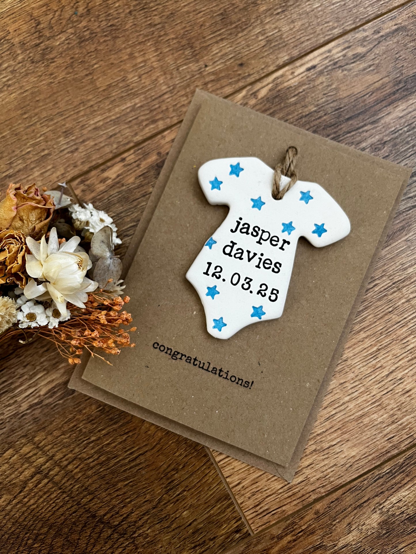 Personalised Clay Baby Keepsake card | New Baby Arrival Gift | new baby gift | new baby keepsake | baby keepsake | personalised nursery baby