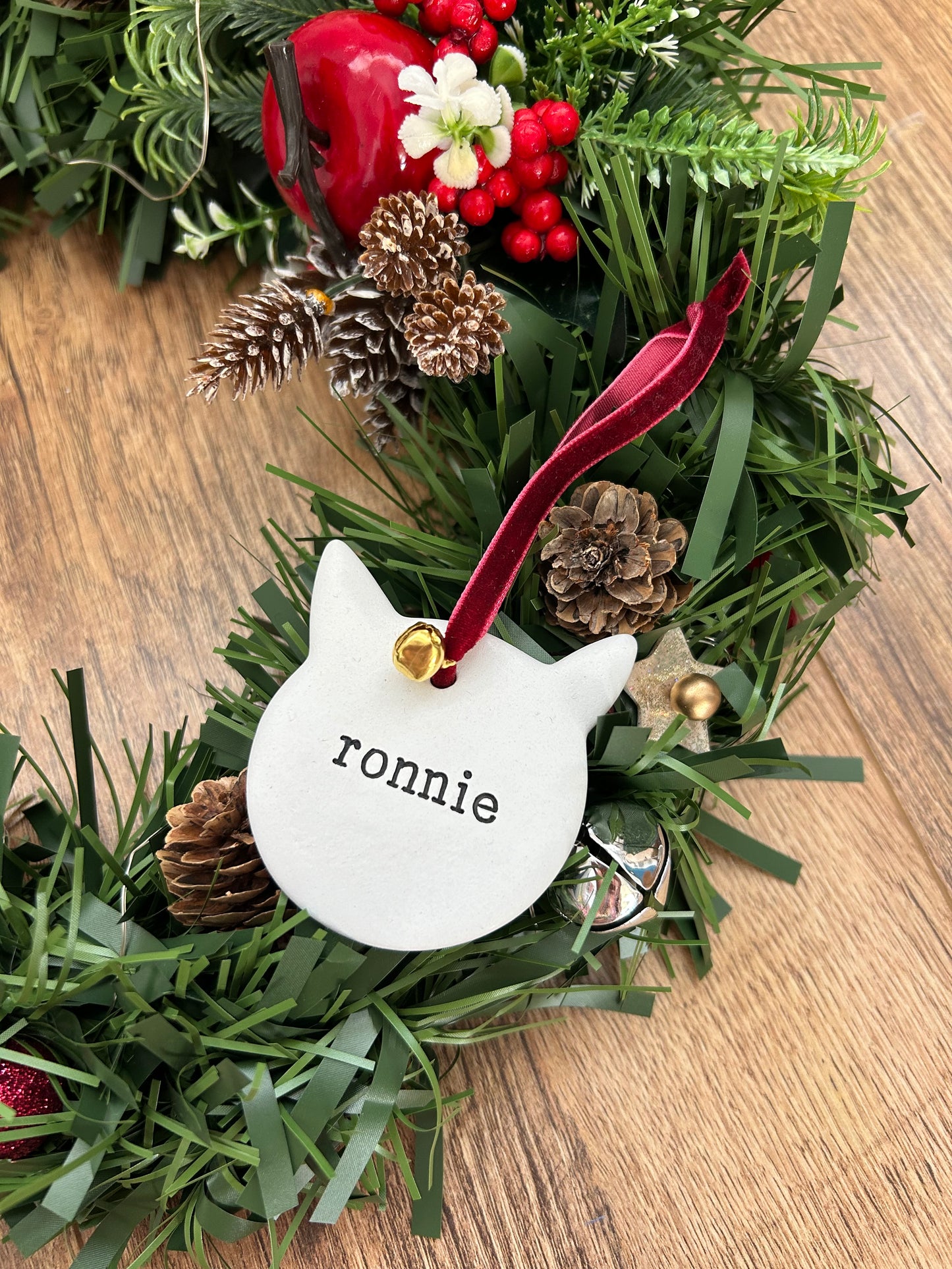 Personalised cat Christmas decoration / pets / personalised / clay / handmade / tree decoration / pet Christmas decoration / xmas pet gift