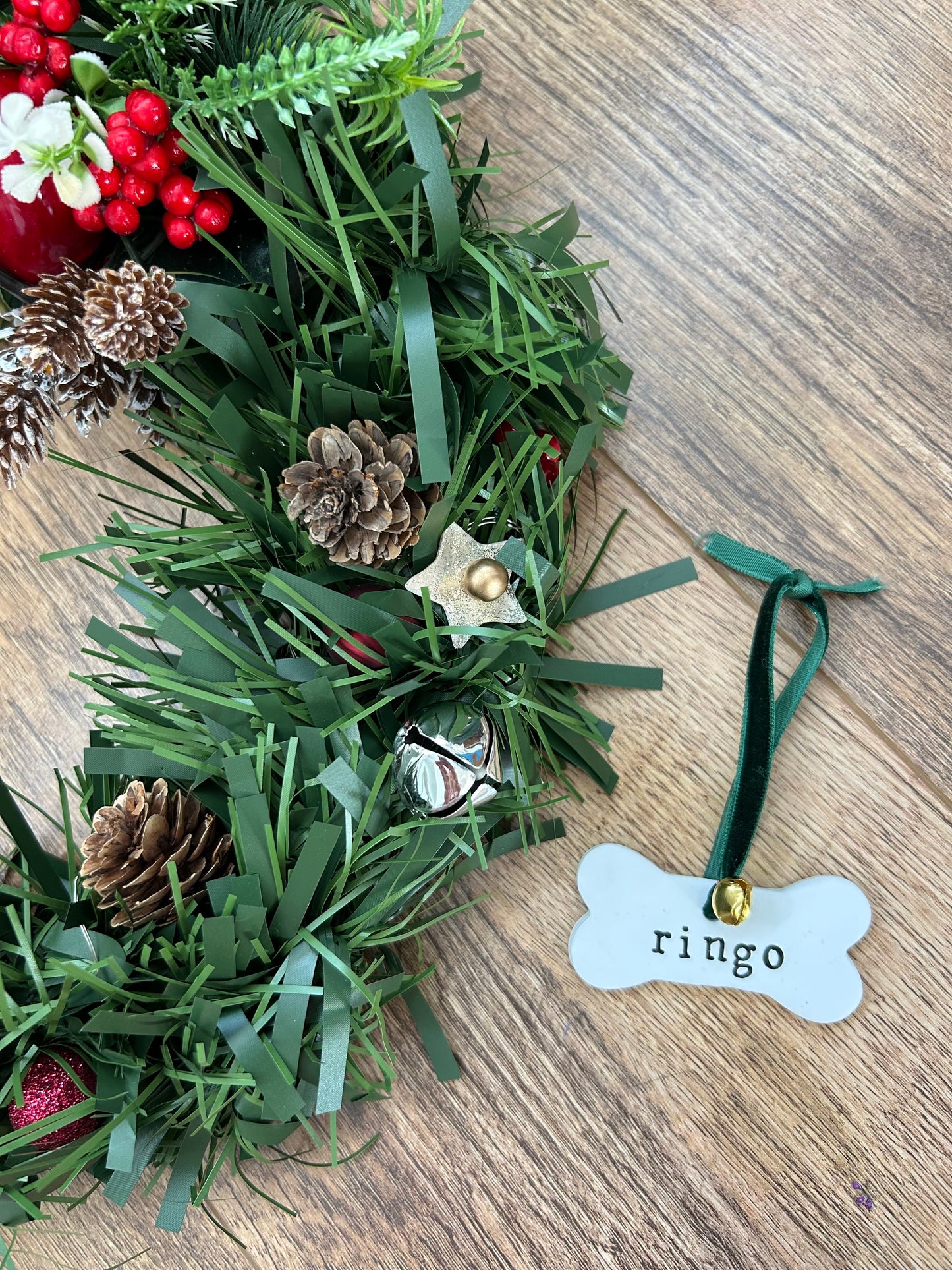 Christmas dog bone personalised decoration / pets / personalised / clay / handmade