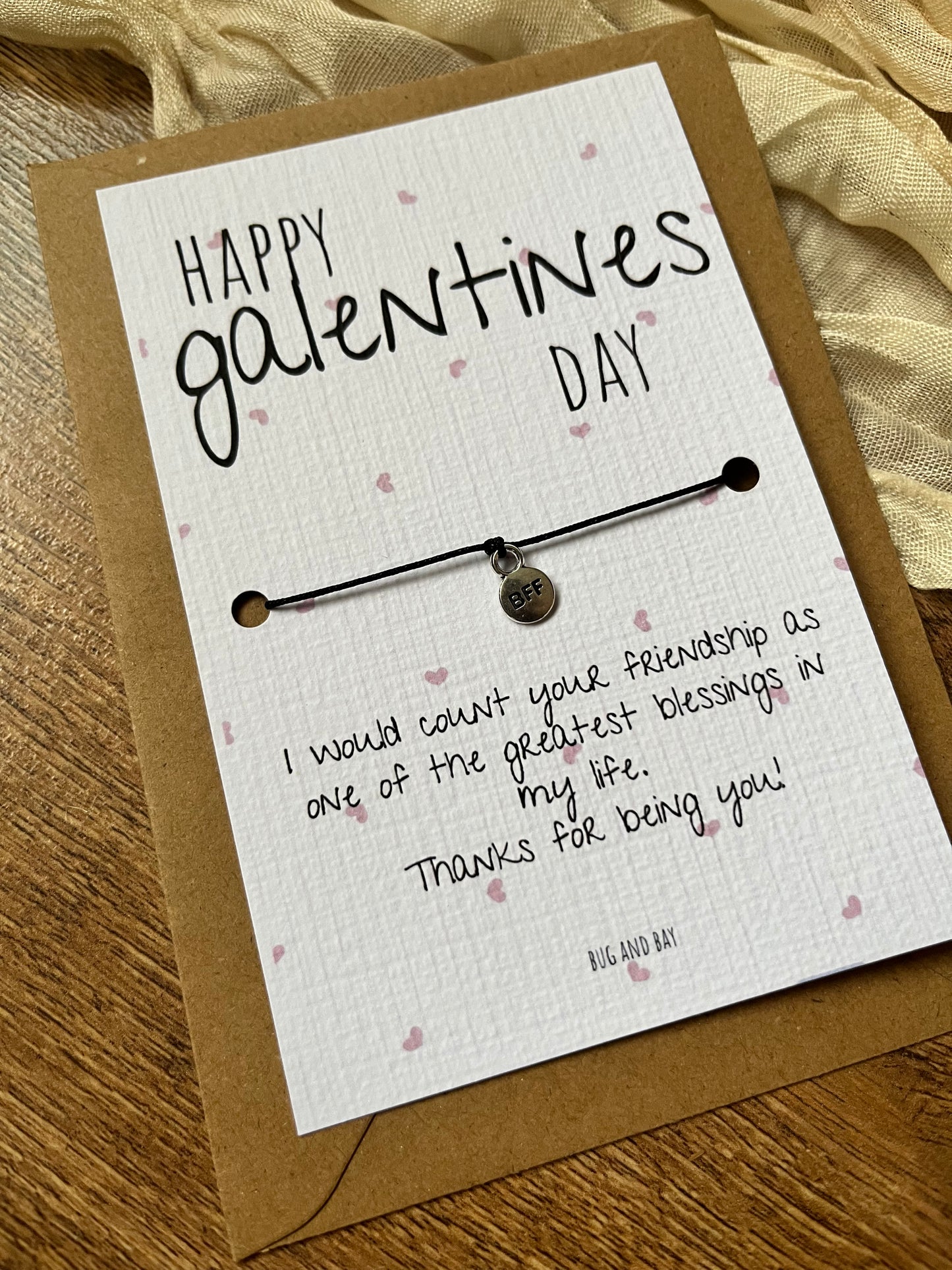 Happy Galentine’s Day wish bracelet, Valentine’s Day best friend gift, Bestie friendship gift