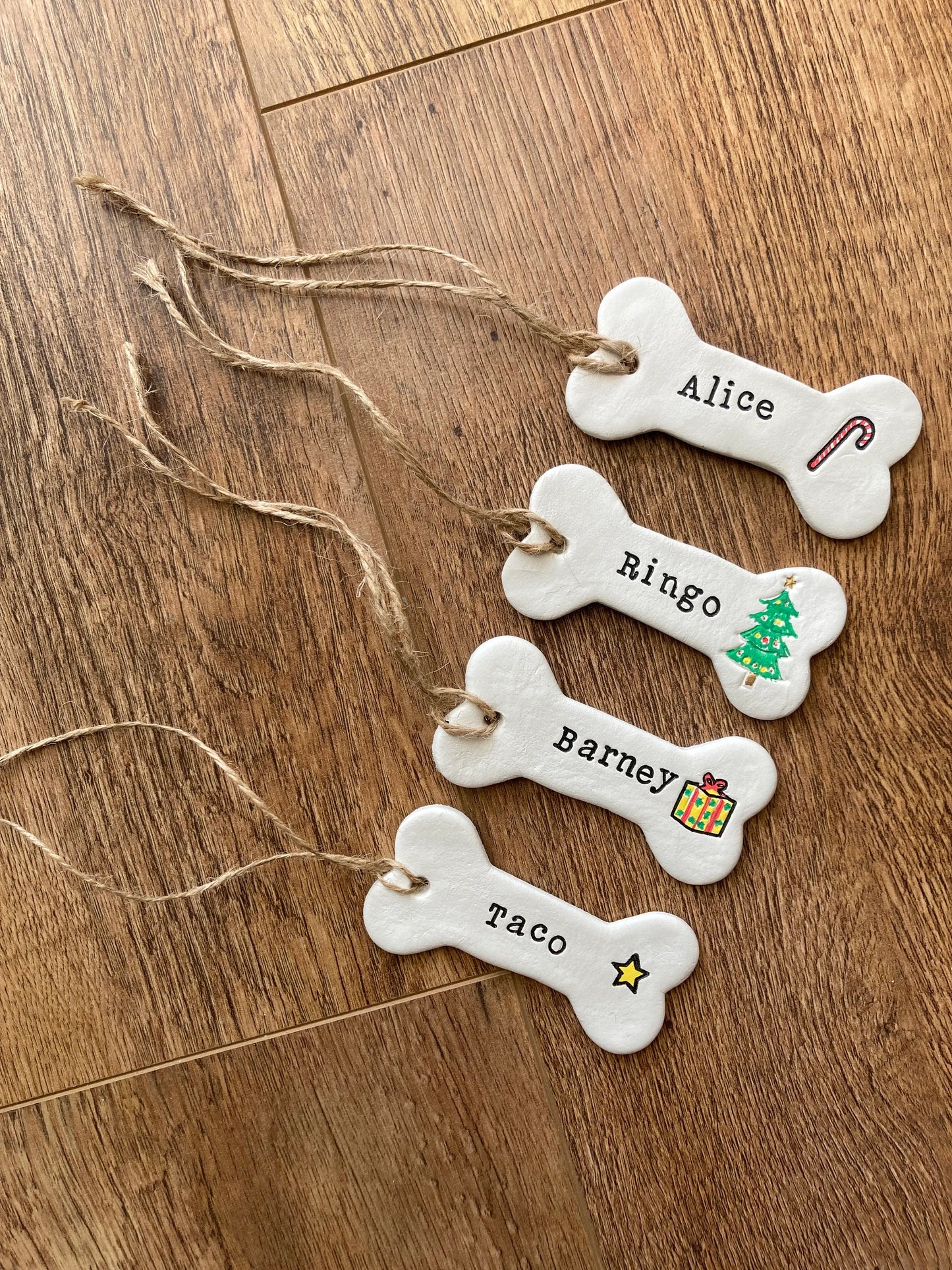 Christmas dog bone personalised decoration / pets / personalised / clay / handmade