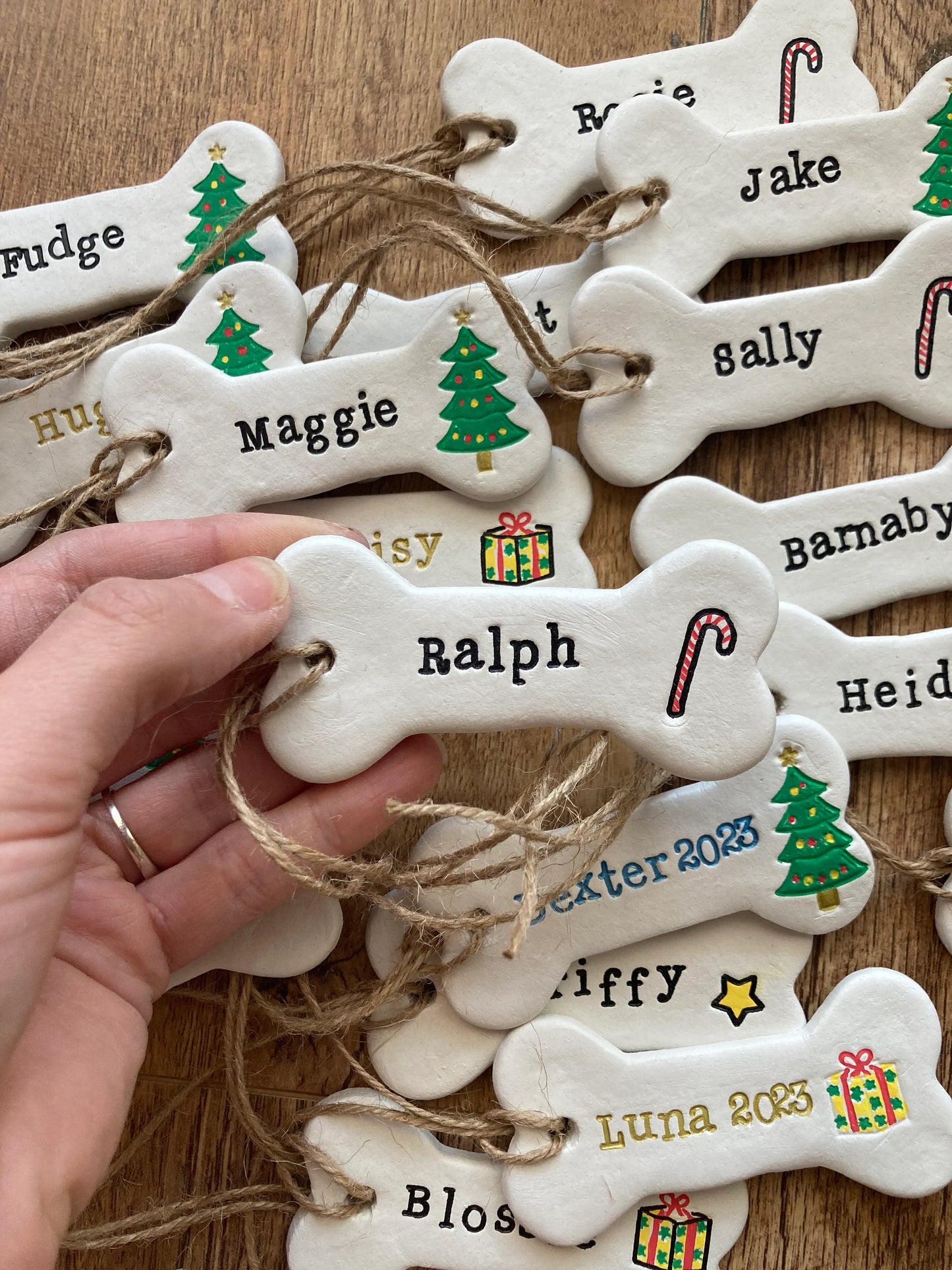 Christmas dog bone personalised decoration / pets / personalised / clay / handmade