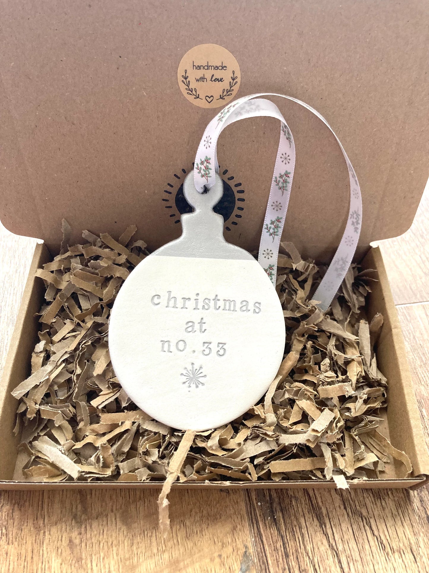 Christmas personalised clay bauble / Christmas personalised decoration / custom bauble / family gift decoration /