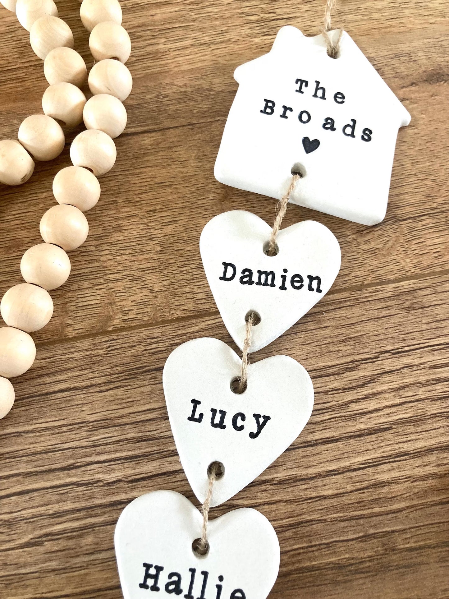 Personalised Our family clay hanging (Name in House)