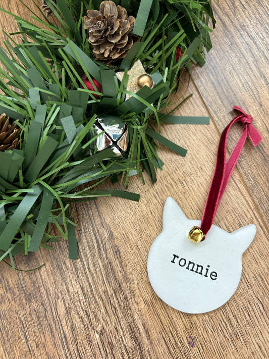 Personalised cat Christmas decoration / pets / personalised / clay / handmade / tree decoration / pet Christmas decoration / xmas pet gift