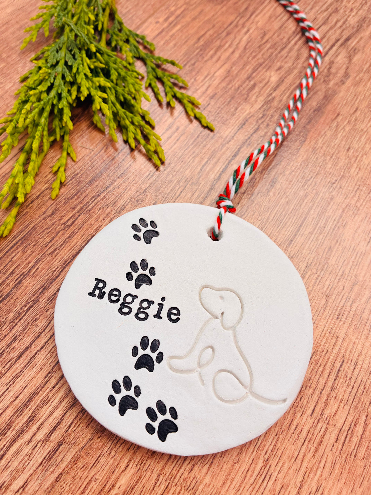 Personalised Dog Christmas Tree Decoration, Custom Dog Name Ornament, Handmade Clay Pet Keepsake, Dog Lover Christmas Gift