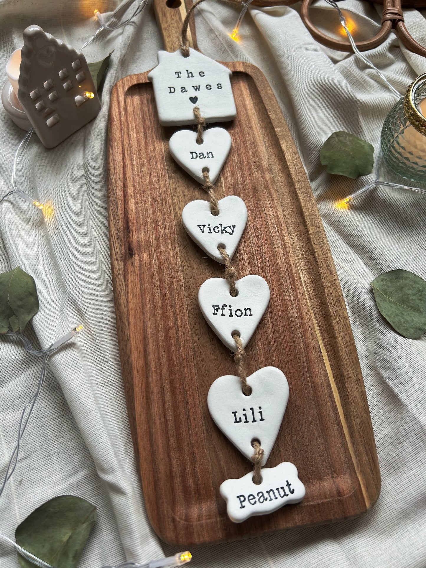 Personalised Our family clay hanging (Name in House)