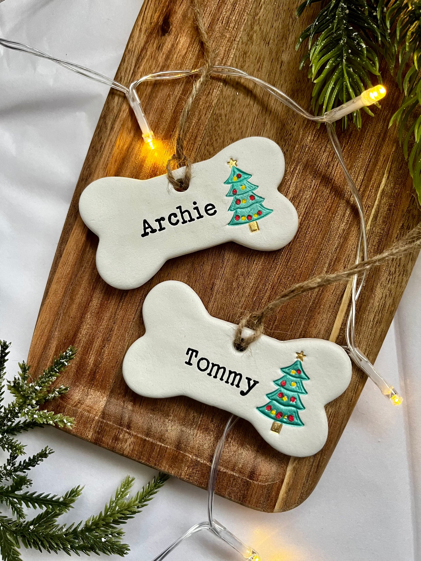 Large Personalised Christmas Dog Bone with Tree Decoration