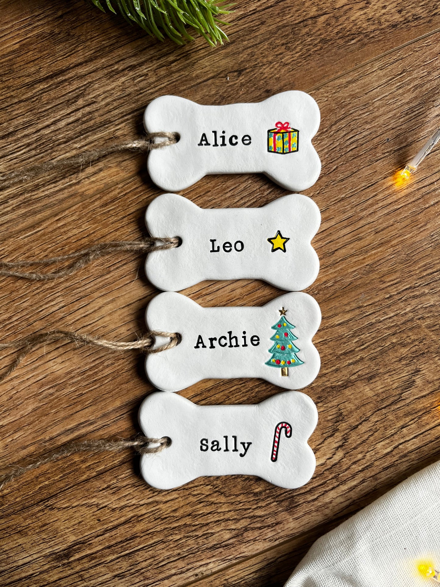 Christmas dog bone personalised decoration / pets / personalised / clay / handmade