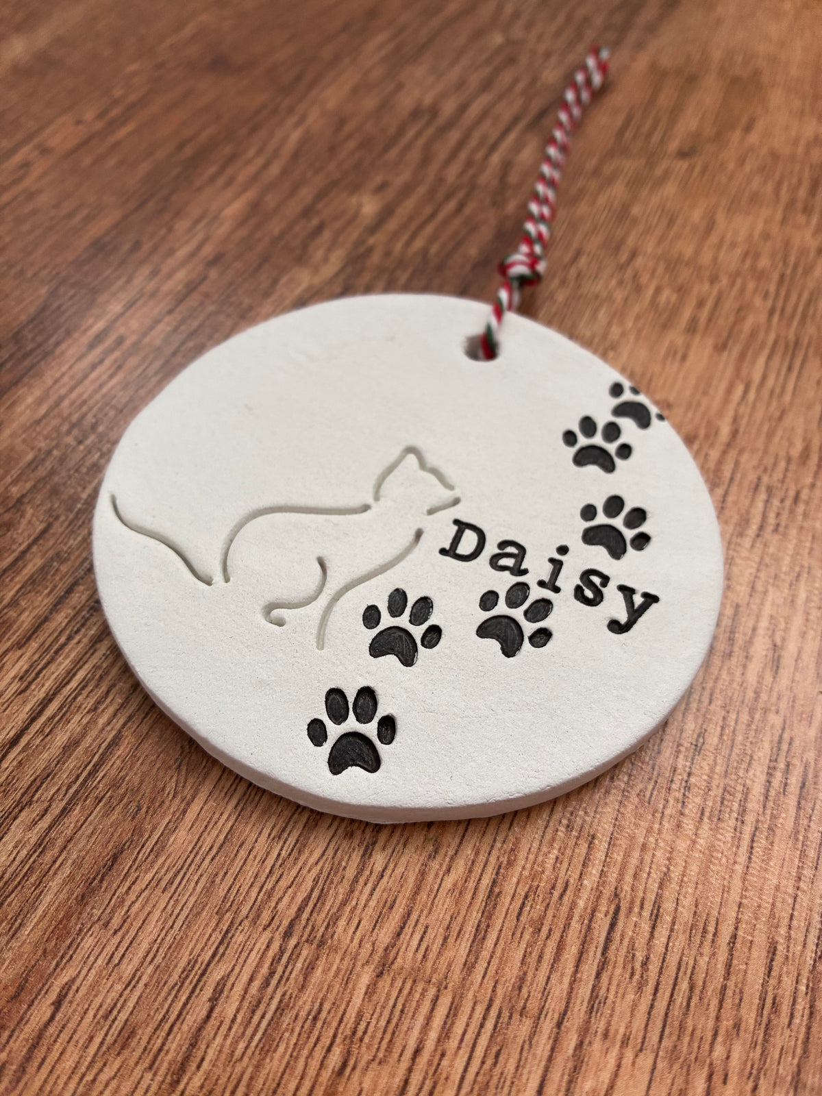 Personalised Cat Christmas Tree Decoration, Custom Cat Name Ornament, Handmade Clay Pet Keepsake, Cat Lover Christmas Gift