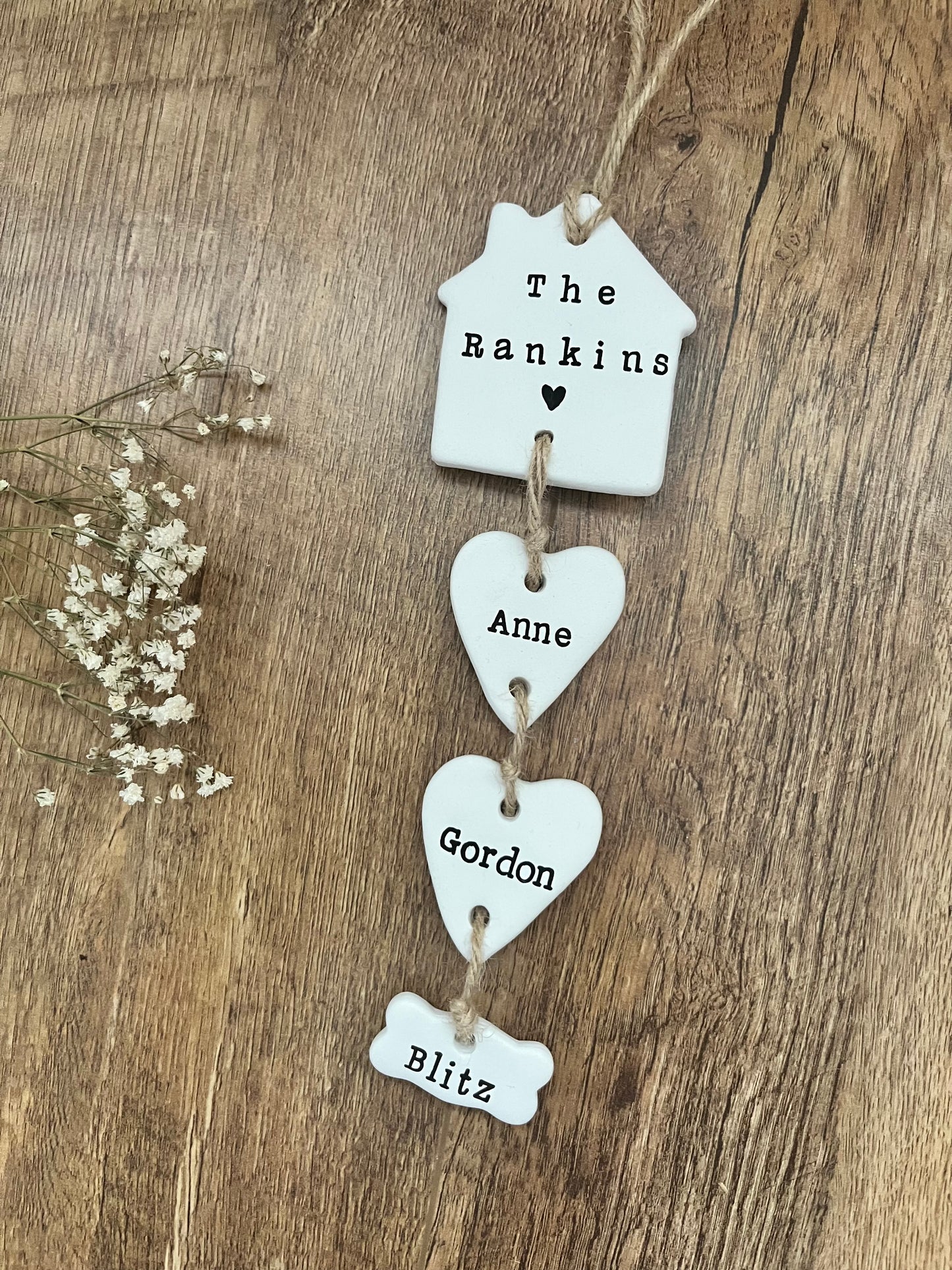 Personalised Our family clay hanging (Name in House)