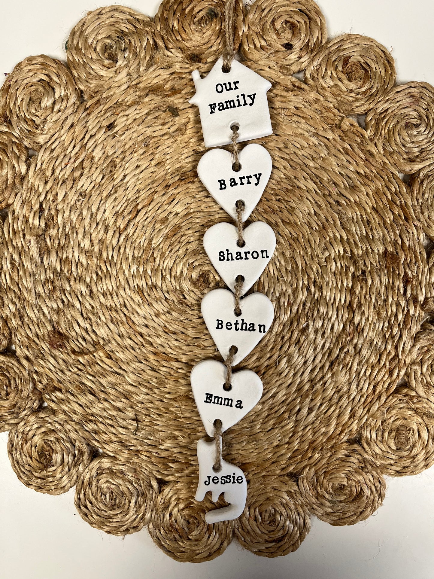 Personalised Our family clay hanging