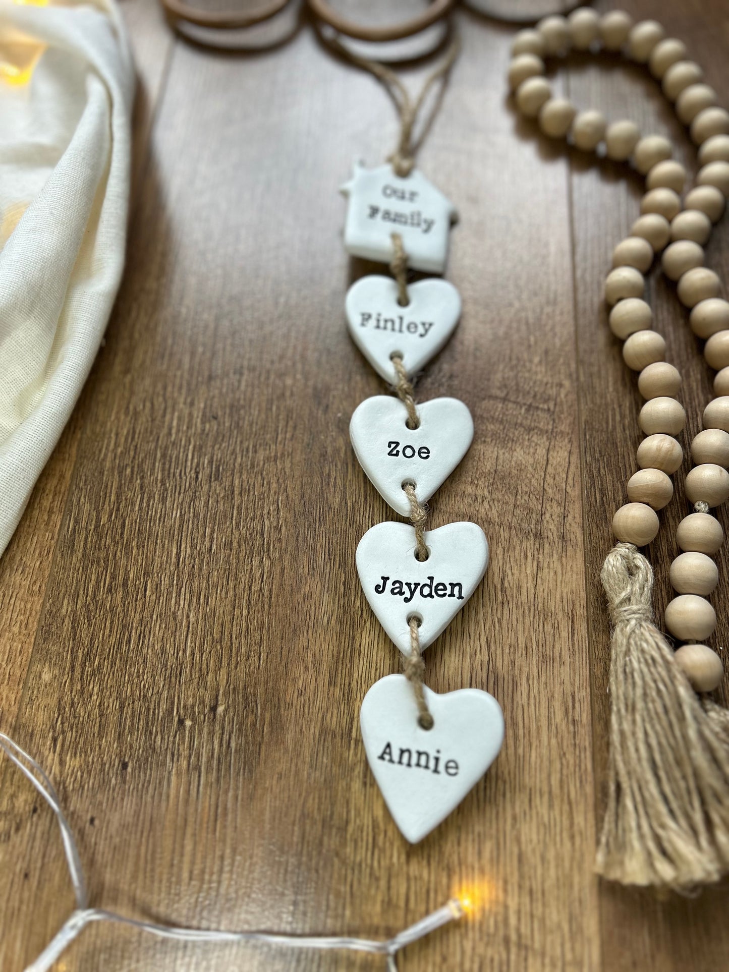 Personalised Our family clay hanging