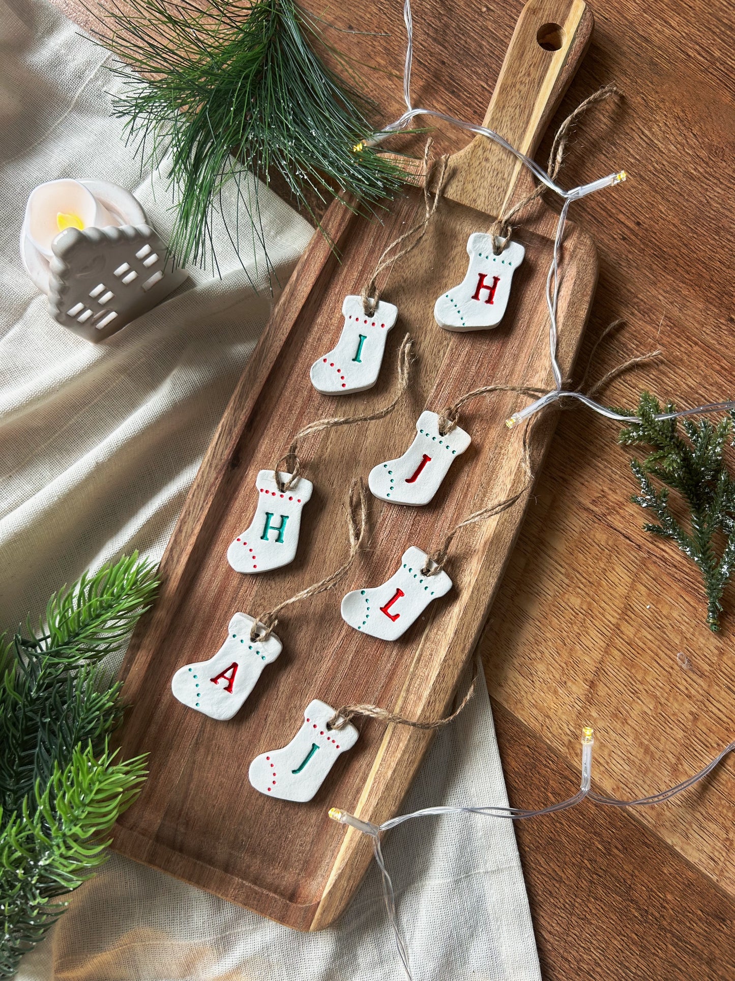 Personalised Christmas Stocking Initial Tree Decoration