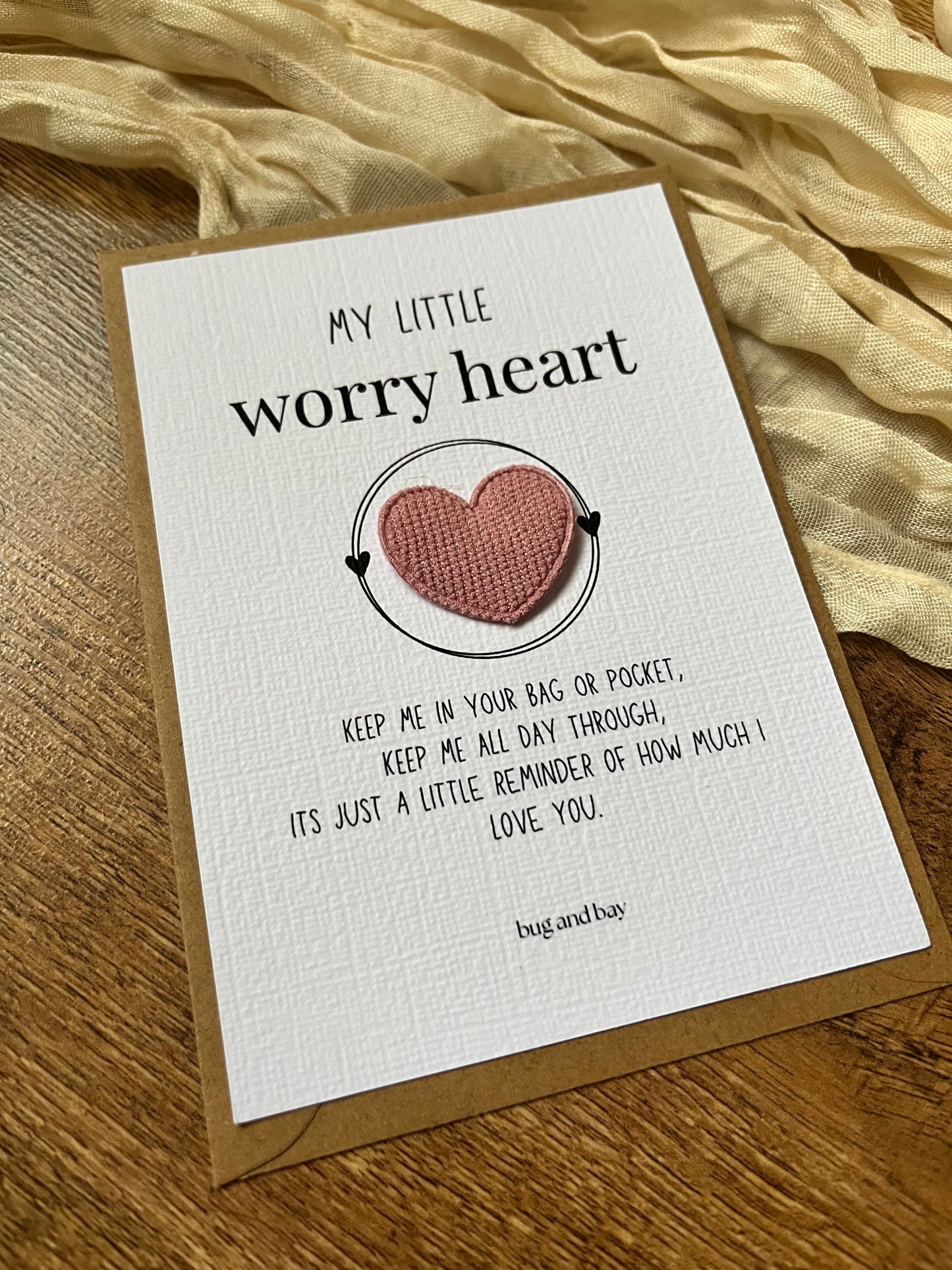 Fabric Worry Heart Pocket Token – Thinking of You Gift – Comfort Keepsake for anxiety