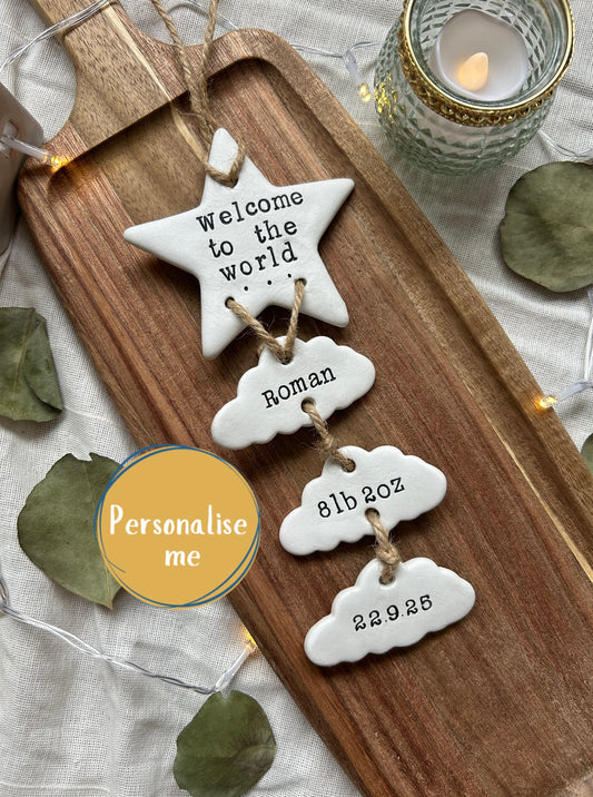 Welcome to the world personalised keepsake- WELCOME TO WORLD IN STAR