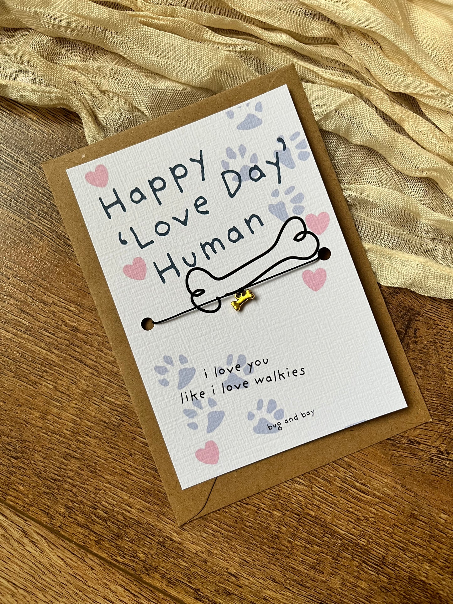 Happy Love Day Human- From your Dog Valentines Day Wish Bracelet Pet Lover Gift