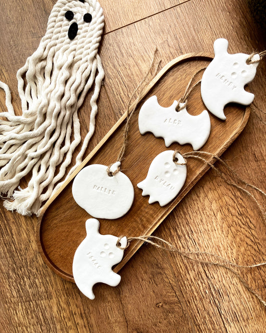 Handmade Personalised Halloween decoration / Halloween decor / Halloween gift / Autumn decoration / Clay pumpkin ghost