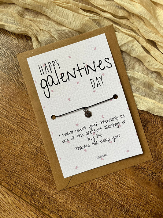 Happy Galentine’s Day wish bracelet, Valentine’s Day best friend gift, Bestie friendship gift