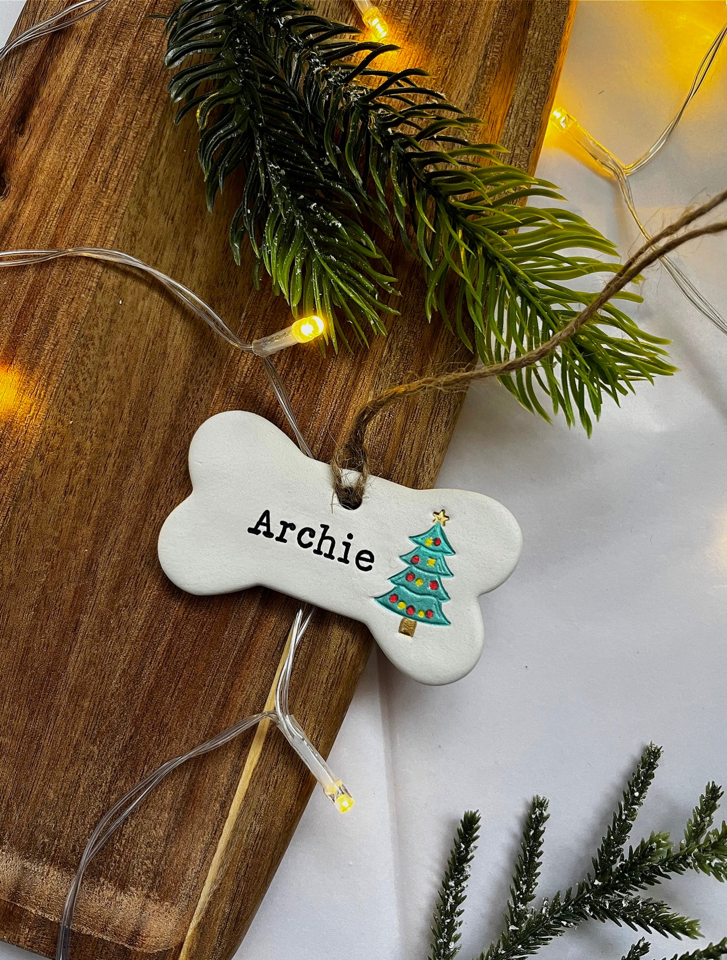 Large Personalised Christmas Dog Bone with Tree Decoration