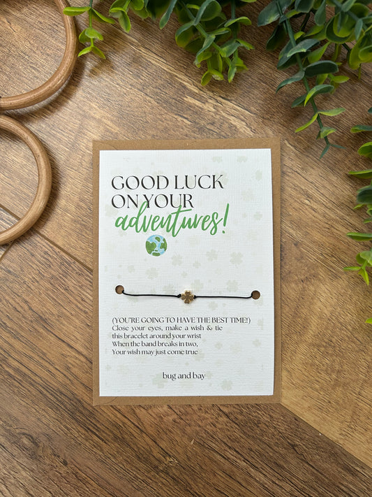 ‘Good Luck on your Adventures’ wish bracelet card