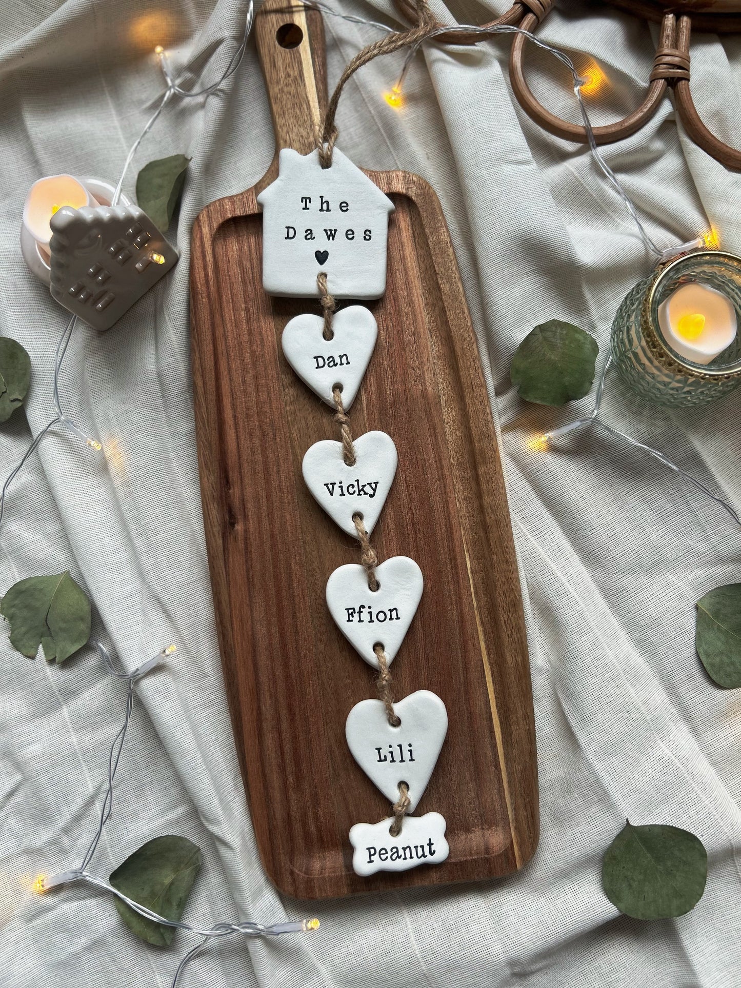 Personalised Our family clay hanging (Name in House)