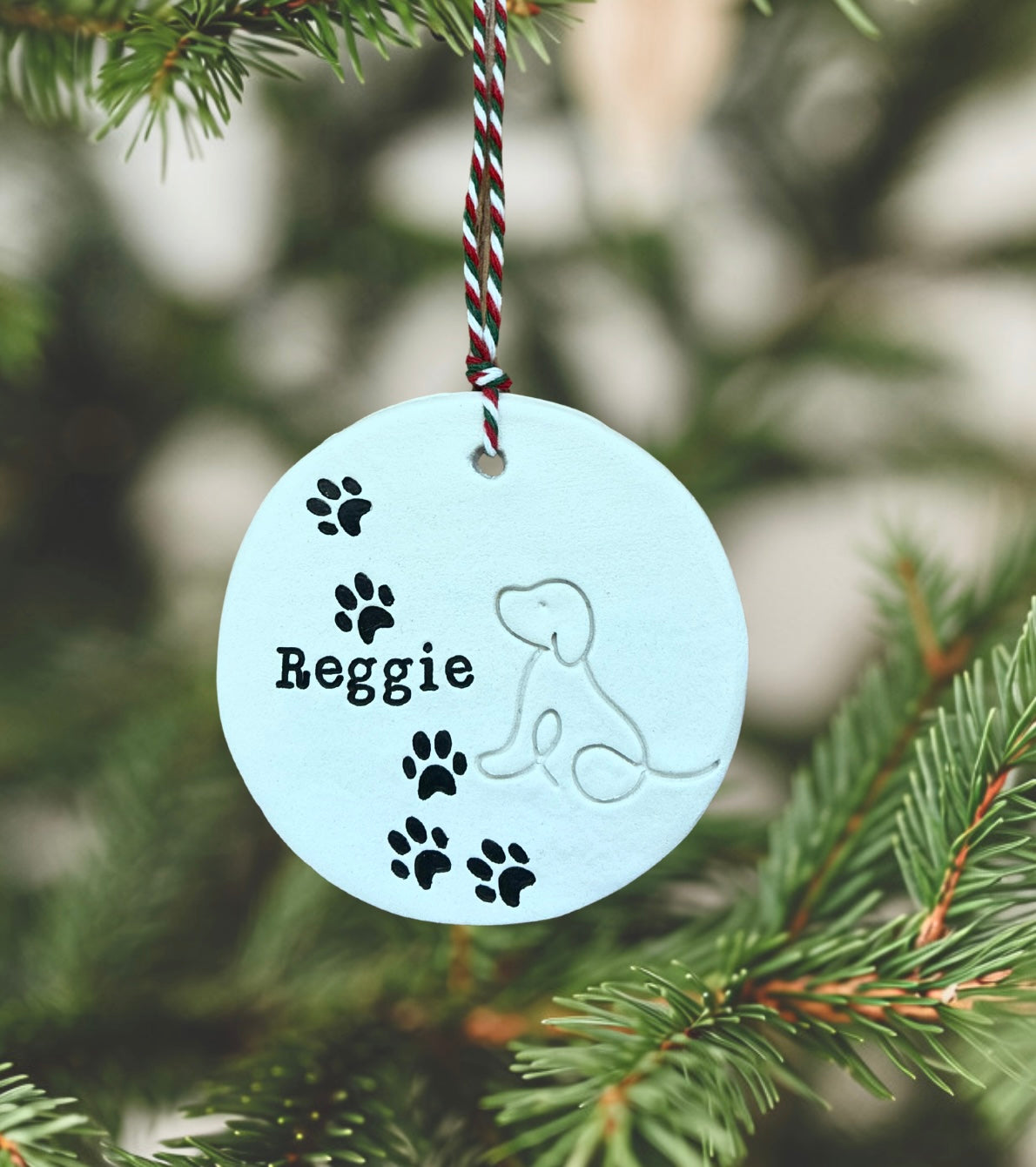 Personalised Dog Christmas Tree Decoration, Custom Dog Name Ornament, Handmade Clay Pet Keepsake, Dog Lover Christmas Gift