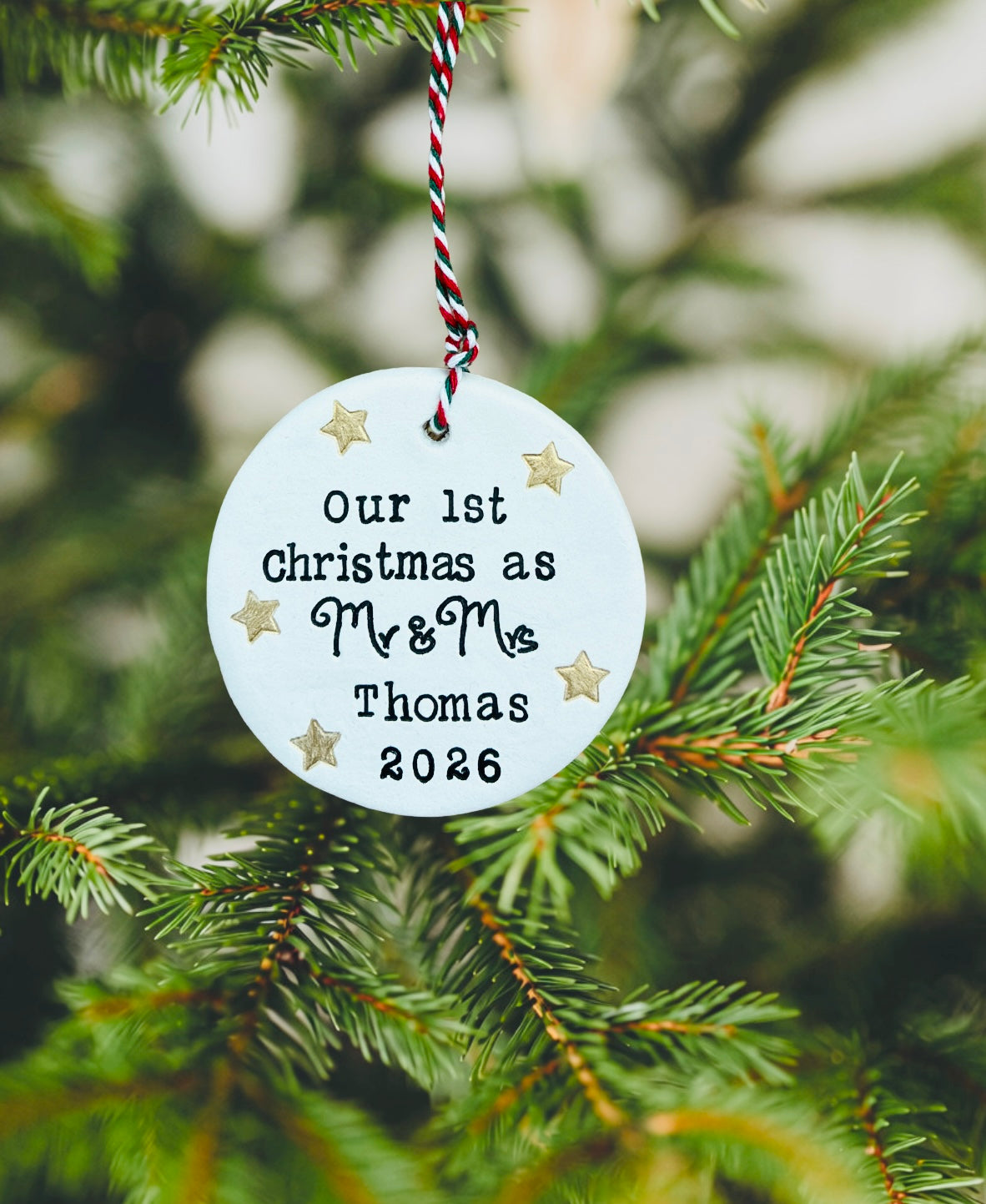 Personalised Our 1st Christmas as Mr & Mrs Tree Hanging Keepsake, Newlywed Christmas Ornament, Wedding Keepsake, First Christmas Together