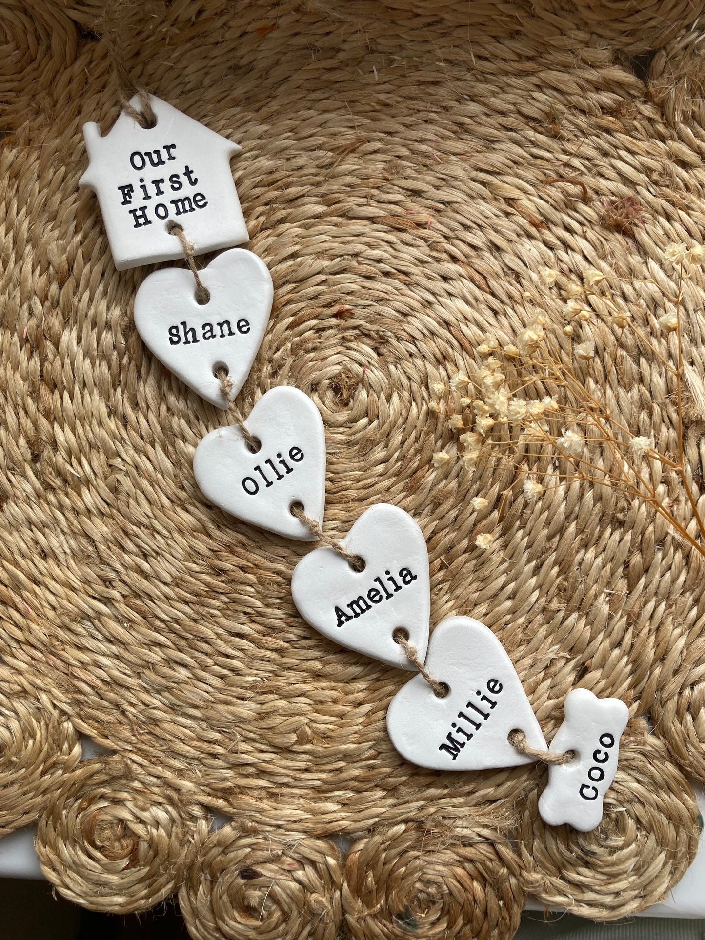Personalised Our family clay hanging