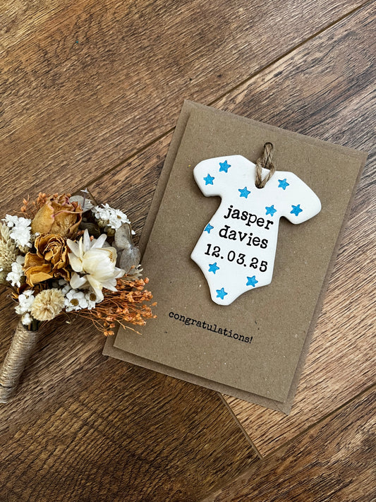 Personalised Clay Baby Keepsake card | New Baby Arrival Gift | new baby gift | new baby keepsake | baby keepsake | personalised nursery baby