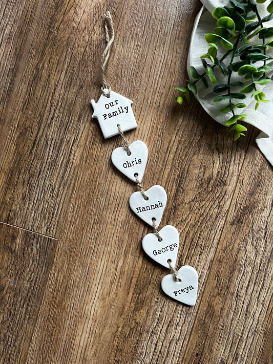 Personalised Our family clay hanging