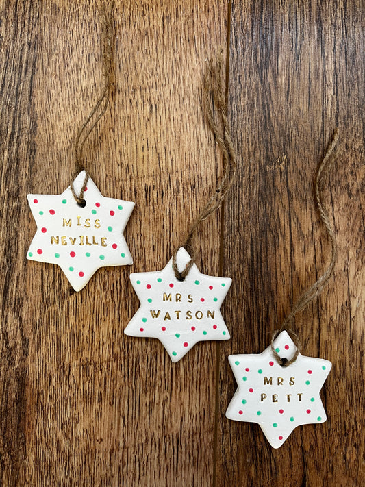 Christmas star bauble / christmas hanging decoration / personalised christmas kids bauble / christmas decor / christmas tree decoration