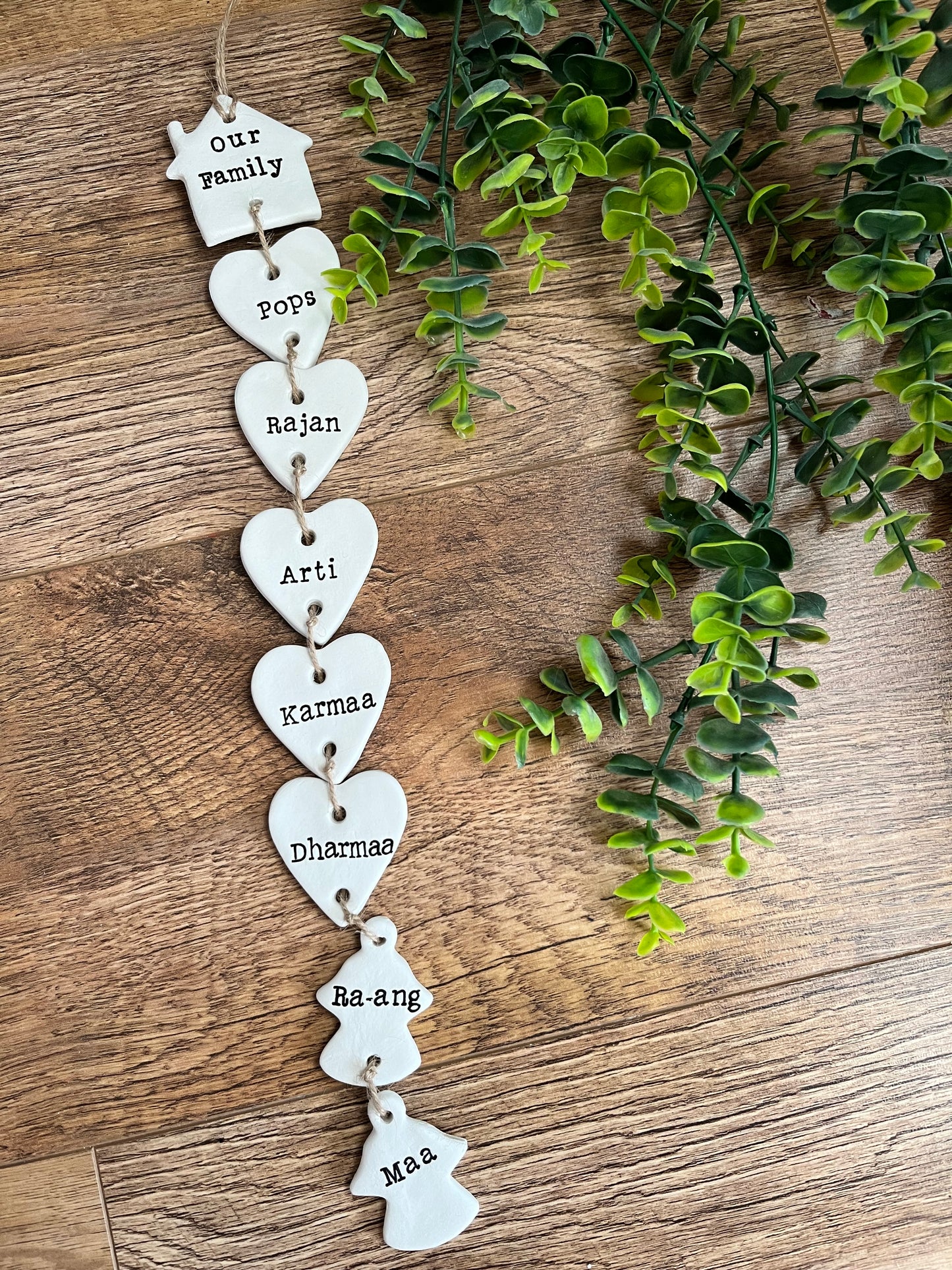 Personalised Our family clay hanging