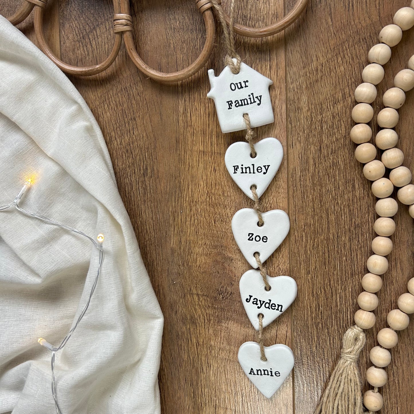 Personalised Our family clay hanging