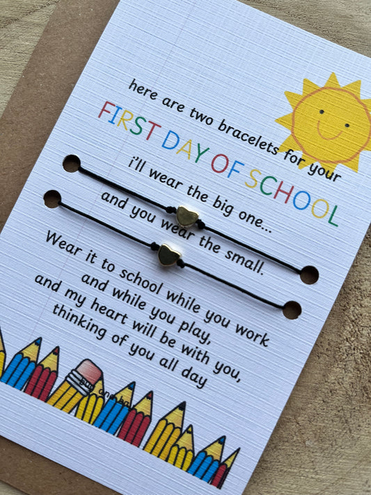 First day of school gift / Wish bracelet gift  LINEN CARD