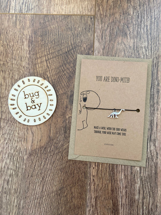 Your dino-mite wish bracelet personalised gift / gift for dinosaur lover / dinosaur gift / Jurassic park / Jurassic world / dino gift