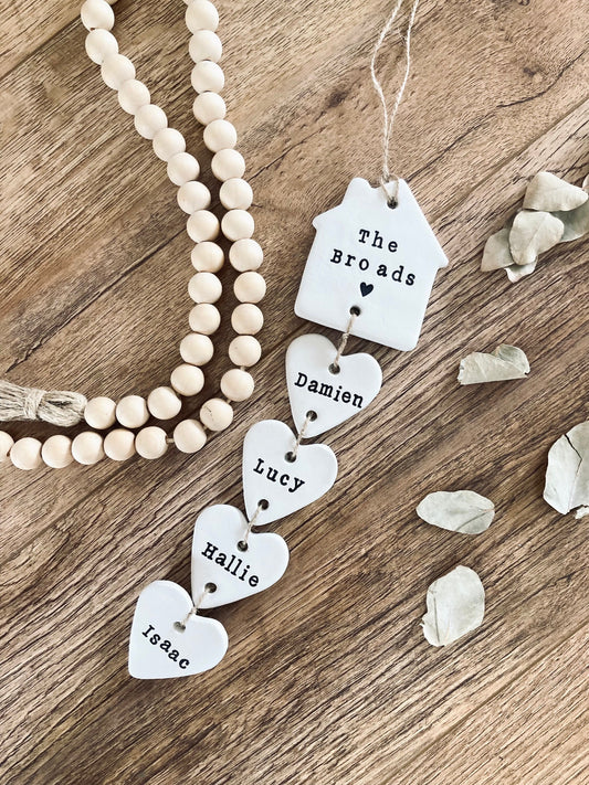 Personalised Our family clay hanging TYPE 2