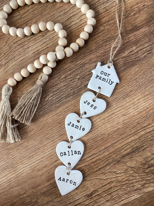 Personalised Our family clay hanging